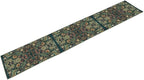 Green Morris Floral Table Runner, Boho Rustic Country Farmhouse Teal Red Rose Pattern for Home Kitchen Table Decor Dining Coffee Room Party Decor 13x108in