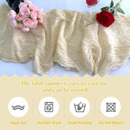 Beige Cheesecloth Table Runner -21*120Inch Long Boho Wedding Table Decor, Rustic Gauze Fabric Runner for Bridal Showers, Baby Showers & Parties (Sheer, Lightweight, Wrinkled Design)