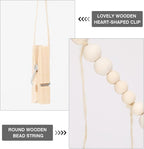 joycraft 5Ft Photo Banner with Clips, Photo Garland with Wooden Beads, Photo Clip String, Boho Photo Display for Bedroom, Office, Dorm, and Party Decor(11Pcs Clips + 6Pcs Wooden Heart Tags)