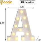 Pooqla LED Marquee Letter Lights Sign, Light Up Alphabet Letter for Home Party Wedding Decoration A