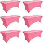 6-Pack 6ft Spandex Table Covers for Rectangle Standard Folding Tables - Wrinkle Resistant Stretch Tablecloths - Ultimate Fitted Table Protector for Parties, Trade Shows, Wedding