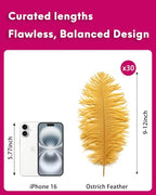 NEWONG 30pcs Gold Ostrich Feathers Natural Bulk 9-12inch(23-30cm) Vase Craft Wedding Home Party Centerpieces Christmas Day Decoration