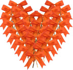 50pcs 3-1/2" Orange Twist Ties Satin Bows in Pumpkin Color Twist Tie Bows for Thanks Giving Halloween Wrapping Fish Tail Cutting(Orange)