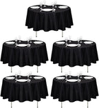 LTC LINENS 5 Pack 90 Inch Round Tablecloth Black - Wrinkle Resistant Round Table Cloth - Washable Polyester Fabric Table Cover for Party
