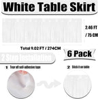 6 Pack 29x108 Inch Metallic Foil Fringe Tinsel Table Skirts Banner for Rectangle Tables Streamer Garland Curtains Backdrop for Wedding, Birthday, Parade Floats Party Decoration(White)