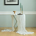 White Cheesecloth Table Runner Set of 2, Cotton Gauze Runner Rustic Table Decorations, Cheese cloth Fabric Bulk for white party decor, bohemian table runner Extra Long Boho Cheese Cloth 13 ft (141 in)