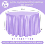 fani 12 Pack 120 Inch Lavender Satin Tablecloth - Silky Round Tablecloth Overlay Smooth Fabric Table Cover, Bright Table Decoration for Wedding Party Banquet Events Restaurant Kitchen Dining