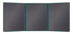 Goodsmart Pajco Style Restaurant Menu Covers – Pack of 10, Side-Load Fold-Out Menu Holders, Single Stitched Edge Clear Vinyl Menu Sleeves, Leatherette Trim Gold Corners, Green, 3 View (8.5" x 11")