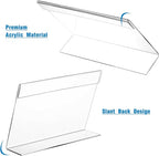 Vicenpal 100 Pcs 7x5 Inch Clear Acrylic Sign Holder Plastic L-shape Vertical Menu Stand, Picture Photo Frames, Table Paper Holder, Flyer Sign Display Stand for Restaurants, Store, Office, Wedding