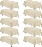 BRILLMAX 10 Pack Beige Tablecloths 70 x 120 Inch for 6ft or 8ft Rectangle Tables - Rectangular Bulk Linen Polyester Fabric Washable Cloth Cover for Wedding Reception Banquet Birthday Party