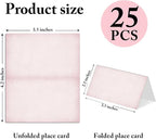 25 Pack Vintage Pink Place Cards, Editable Name Cards for Table Setting, Tent Cards Food Label for Dinner Party, Bridal Shower, Wedding, Baby Shower and Events -T35