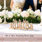 callie Personalized Mr and Mrs Wedding Table Name Sign, Custom Wooden Acrylic Table Decor for Wedding, Bridal Shower Party