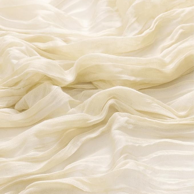 MLMW 6 Pack Beige Table Runner Cheesecloth Boho Gauze Rustic Cheese Cloth Table Runner 160 inch Sheer 13.3ft for Thanksgiving Wedding Party Baby Bridal Shower Birthday