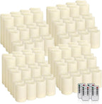 Set of 96 Waterproof Outdoor Flameless Candles, LED Candles with 4 Remote and Timer,(H 4" 5" 6" x D 2.2"),for Halloween Wedding Festival