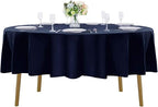 60 inch Round Tablecloth Washable Polyester Table Cloth Decorative Table Cover for Wedding Party Dining Banquet（60 inch,Navy）
