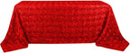 Efavormart 90"x132" Wholesale Rectangle Table Cover RED Grandiose Rosette 3D Satin Tablecloth for Wedding Party Event Decoration