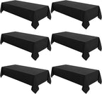 VidaFete Tablecloth 60 * 102inch 6 Pack Rectangle Table Cloth Polyester, Stain Wrinkle Resistant Polyester Dining Table Cover for Kitchen Dinning Party Wedding Rectangular Tabletop Decoration(Black)