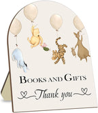 Winnie Decor Baby Shower Welcome Sign - Classic Pooh Books & Gifts, Bridal & Baby Shower Wooden Sign, 8 * 10IN