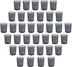 Black Mercury Glass Tea Light Holders Set of 36 - Elegant Votive Candle Holders for Weddings, Showers and Home Decor - Perfect for Table Centerpieces and Parties (Glass, Black)