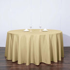 Efavormart Round Tablecloth, 120 Inch Stain & Wrinkle Resistant Washable Table Cloth, Decorative Polyester Fabric Table Cover for Banquet, Wedding, Dining - Champagne