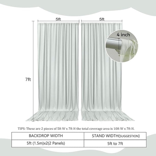 2 Panels Silver Backdrop Curtain, 10 x 7 Feet Background Curtains for Parties, Weddings, Baby Showers, Bachelorette Halloween, Christmas Birthday Party Photoshoot Backdrop Curtains Decorations