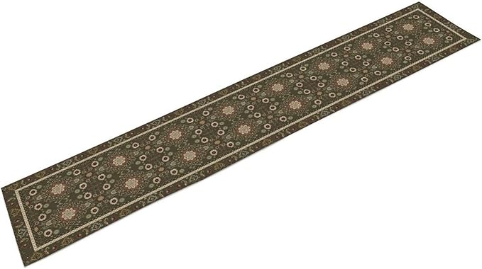 Vintage Boho Floral Table Runner, Rustic Country Farmhouse Brown Bohemia Flower Pattern for Home Kitchen Table Decor Dining Coffee Room Party Decor 13x120in