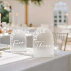 Frosted Arch Wedding Table Numbers 1-15 with Stands, 5x7 Inch Acrylic Arch Sign with Holder for Wedding Reception Table Centerpiece Decoration