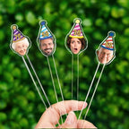 Custom 50 Pcs 50th To 90th Birthday Face Photo Drink Stirrers, Personalized Face Cutout Stir Sticks, 60th 70th 80th Birthday Party Decorations, Decor For Retirement, Graduation Parties
