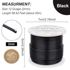 BENECREAT 12 17 18 Gauge Aluminum Craft Wire (12 Gauge,100FT) Anodized Jewelry Making Beading Floral Black Aluminum Craft Wire for Plant Gardening, Sculpting Model Making