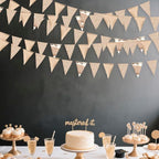 30Ft Champagne Gold Party Decorations Triangle Pennant Banner Gold Hanging Paper Flag Bunting for Graduation Wedding Birthday Bridal Shower Bachelorette Engagement Anniversary Hen Party Supplies