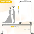 HAITRAL Black Backdrop Banner Stand 10x7 FT,Square Wedding Arch Balloon Metal Frame,Heavy Duty Background Stand Kit,Adjustable Photo Backdrop Stand for for Parties Birthday Video Studio