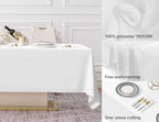 Surmente 10 Pack White Rectangle Tablecloth 60 x 102-inch Rectangular Polyester Table Cloth for Weddings, Banquets, or Restaurants