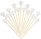Minisland Big White Star Cocktail Picks, 5.5 Inch Long Bamboo Fancy Toothpicks for Appetizers, Decorative Independence Day Christmas Party Food Drinks Garnish Fruit Skewer Sticks 50 Counts - MSL434
