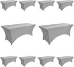 114 10-Pack 6ft Spandex Table Covers for Rectangle Standard Folding Tables - Wrinkle Resistant Stretch Tablecloths - Ultimate Fitted Table Protector for Parties, Banquet, and Wedding