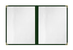 Goodsmart Restaurant Menu Covers - 25 Pack Green2-Page/4-View 8.5" x 11", Side-Loading Vinyl Menu Holders, Clear Sleeves, Double-Stitched Edge, Leather-Style Café Menu Covers with Gold Corners