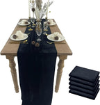 Luxurious Velvet Table Runner, 10ft Wedding Reception Decorations, 20x120inch Soft Velvet Fabric, Table Linen Overlay, Wedding Table Runners (Black, 20X120inch, 5pack)