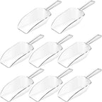 Hestya 8 Pcs Christmas Multi Purpose Clear Plastic Scoops for Candy Buffet Acrylic Kitchen Ice Food Popcorn Scoops for Protein Powders, Ice Cream, Coffee, Tea Jar (6.7 Inch)