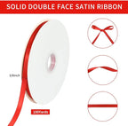 TONIFUL 3/8 Inch x 100yds Red Satin Ribbon Thin Solid Fabric Ribbons Roll for Gift Wrapping Invitation Floral Hair Balloons Craft Sewing Party Wedding Popsicles Decoration Valentine's Day Bouquet