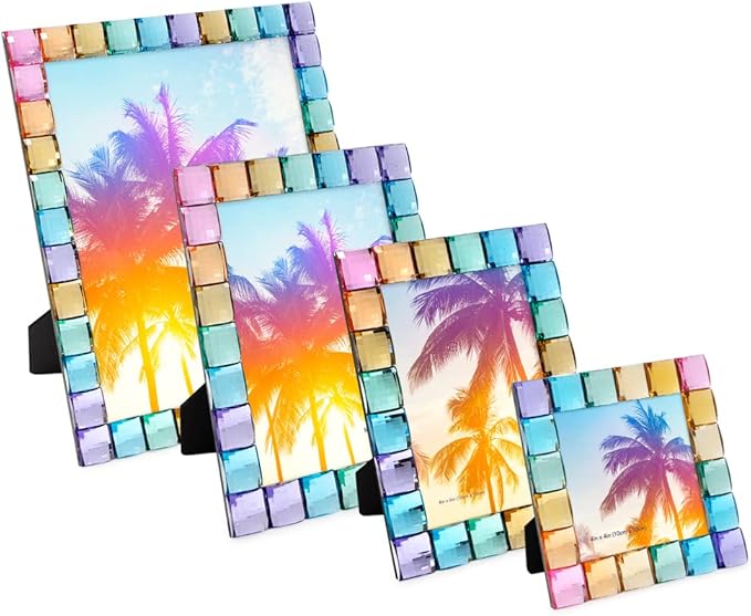 Isaac Jacobs Decorative Sparkling Jewel Picture Frame, Photo Display & Home Décor (5x7, Rainbow)