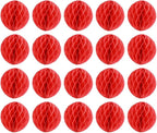 20pcs Honeycomb Decoration - Paper Flower Balls, Tissue Pom Poms for Birthday Wedding Home Decor (3inch, Red)
