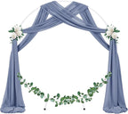 Socomi Wedding Arch Draping Fabric 3 Panels 29" x 19Ft Dusty Blue Sheer Chiffon Curtain Drapes 6 Yards for Wedding Ceremony Birthday Party Decoration