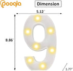 Pooqla LED Light Up Numbers, Warm White and Cool White Decorative Lighted Marquee Numbers for 9th Birthday Party, Gift for Boys Girls, Wedding, Night Light, 9th Birthday Decoration, Number 9