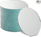 Juvale 4-Inch Round Glass Mirrors for Crafts - 4-Inch, 50-Pack, Blue, Modern - Craft Supply for Mirror Centerpieces & Home Decoration