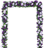 Kisflower 3Pack Artificial Rose Flower Garland, 23.7FT Fake Vines Silk Flowers Hanging Rose Ivy for Wedding Arch Decorations Room Party Home Garden Hotel Office Wall Decor (Purple)