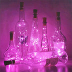 Wine Bottle Lights with Cork, Battery Operated 20 LED Cork Shape Silver Wire Colorful Fairy Mini String Lights(No Bottles) for DIY, Party, Decor, Christmas, Halloween,Wedding (3, Pink)