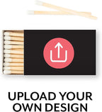 Weddingstar Matchboxes with Custom Printed Stickers for Wedding or Event - Upload Your Own Design - Pack of 50 Black