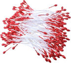 HAHIYO 700Pcs 3mm Red Pearl Double Head Flower Stamen Pistil Hand-Made Artificial Flower Pistil Flore Pearlized Floral Stamen Flower Pollen Stamen Holly Berrie for Flower Making Scrapbook Decoration