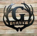 PK Décor Deer Antler Decor Family Last Name ACM Metal Sign For Man Cave, Personalized Monogram Antler and Name Gift for Couple Wedding, Anniversary, Birthday, Christmas