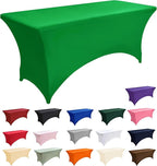 2-Pack 8ft Spandex Table Covers for Rectangle Folding Tables - Washable Elastic Tablecloth - Ultimate Fitted Table Protector for Birthday Parties, Trade Shows, Banquet