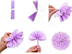 Purple White-Gold Lavender Tissue Pom-Poms - 16pcs Purple Birthday Party Decorations Paper Flowers Garland Wedding Baby Bridal Shower Mothers Graduation Festival Decor Panduola
